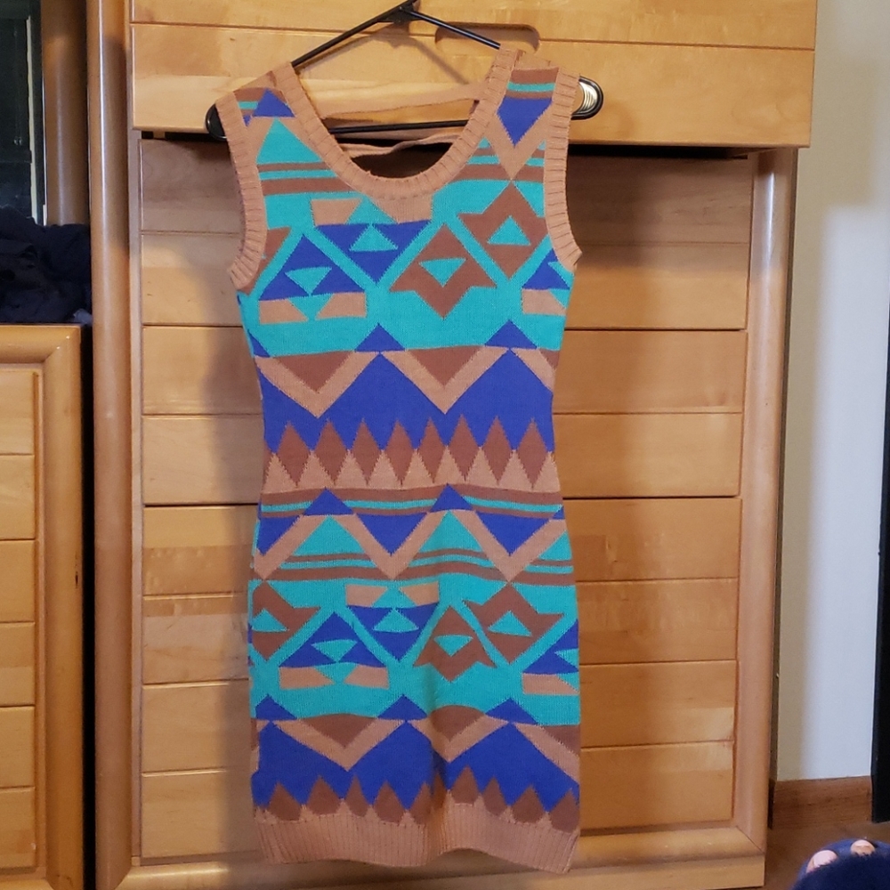 Patterned sweater dress